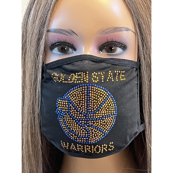 Golden State Warriors Rhinestone Bling Face Mask Washable - Picture 4 of 16